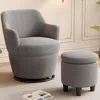 Streamdale Furniture Streamdale 360 Swivel Accent Chair With Ottoman & Nail Trim