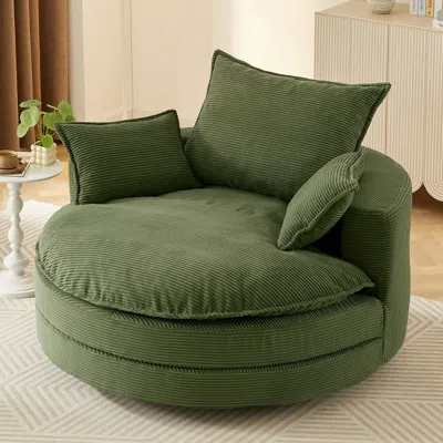 Streamdale Furniture Streamdale 360 Swivel Barrel Chair With Pillows - Green