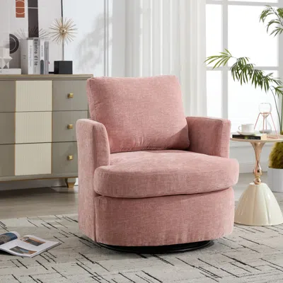 Streamdale Furniture Streamdale 360 Swivel Chenille Seat: Comfortable, Breathable, Easy Assembly In Pink