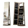 Streamdale Furniture Streamdale 360 Swivel Jewelry Cabinet W/ Full Length Mirror, Lighted, Brown In Brown