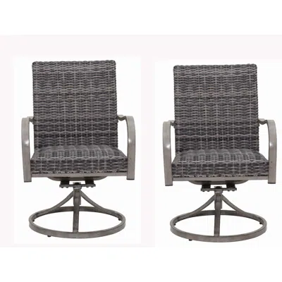 Streamdale Furniture Streamdale 360 Swivel Outdoor Wicker Dining Chair With Weather-resistant Iron Frame