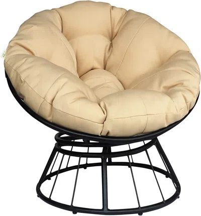 Streamdale Furniture Streamdale 360° Swivel Papasan Chair With Uv-resistant Cushion And Aluminum Frame
