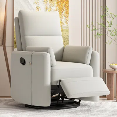 Streamdale Furniture Streamdale 360 Swivel Recliner With Removable Pillows For Living Room In White