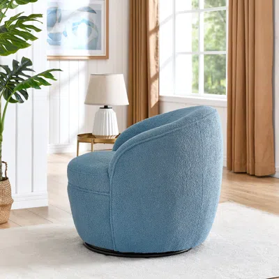 Streamdale Furniture Streamdale 360 Swivel Teddy Sherpa Barrel Chair, Blue