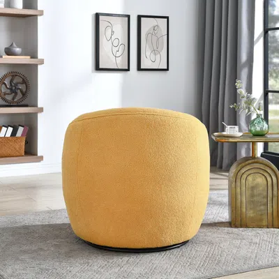 Streamdale Furniture Streamdale 360 Swivel Teddy Sherpa Barrel Chair, Yellow