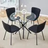 Streamdale Furniture Streamdale 36.6" Glass Table & 4 Black Linen Chairs