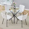 Streamdale Furniture Streamdale 36.6" Glass Table & 4 White Linen Chairs