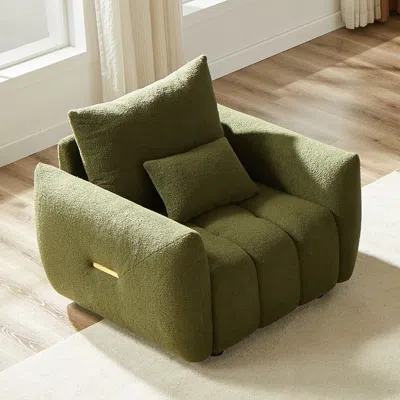 Streamdale Furniture Streamdale 36.8" Teddy Fabric Sofa - Modern Lounge Chair, Green