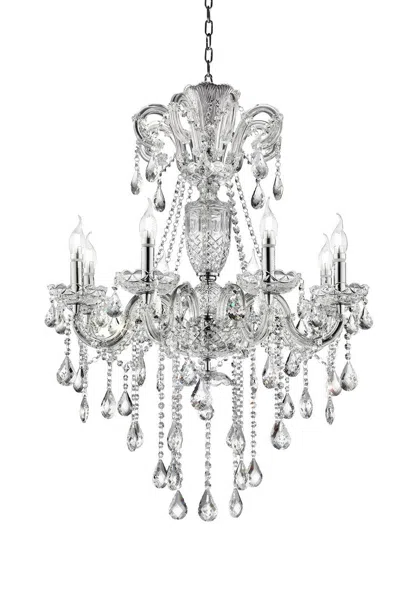 Streamdale Furniture Streamdale 37" In Eilish Silver Crystal 8-led Light Chandelier