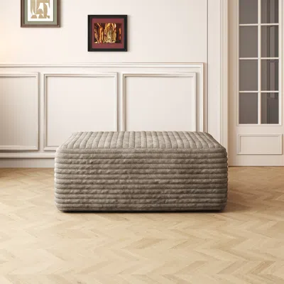 Streamdale Furniture Streamdale 37.40"sofa Ottoman, No Assembly Required,camel(plush Corduroy Fabric) In Gray