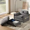 Streamdale Furniture Streamdale 38" Sofa W/ Storage Ottoman, Usb, Phone Holder, Pockets, Wide Chaise, Chenille