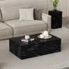 Streamdale Furniture Streamdale 39" Marble Texture Coffee Table - Perfect Living Room Accent In Black