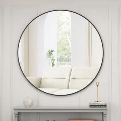 Streamdale Furniture Streamdale 39" Wall Mounted Black Circular Mirror