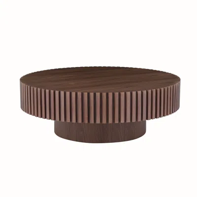 Streamdale Furniture Streamdale 39.37" Round Mdf Coffee Table Mid Century Modern Coffee Table Unique Coffee Table For Liv In Brown
