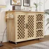 Streamdale Furniture Streamdale 3d Woven Kitchen Island With Drop Leaf And Storage