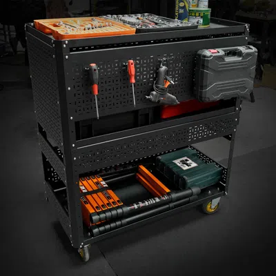 Streamdale Furniture Streamdale 3-tier Detachable Rolling Utility Tool Cart With Pegboard