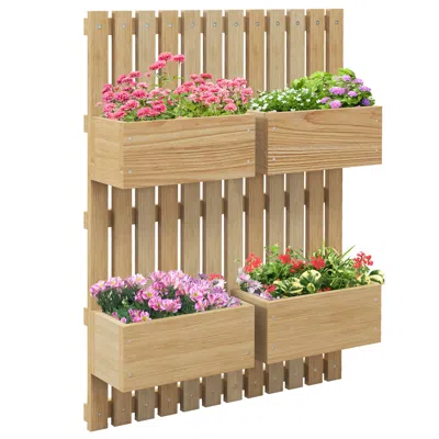 Streamdale Furniture Streamdale 4 Box Raised Garden Bed With Trellis For Vine Flowers & Climbing Plants