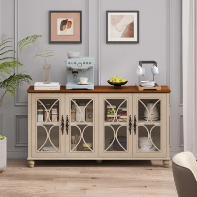 Streamdale Furniture Streamdale 4-door Antique European Cabinet With Tempered Glass