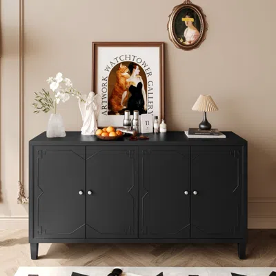 Streamdale Furniture Streamdale 4-door Matte Black Accent Cabinet For Multiple Rooms