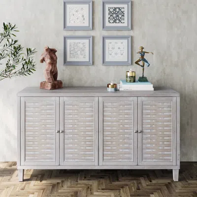 Streamdale Furniture Streamdale 4-door Natural Wood Accent Cabinet For Multiple Rooms