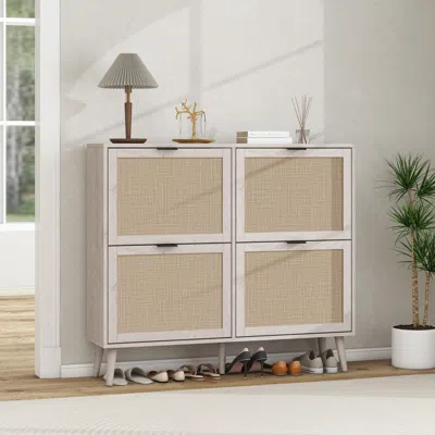 Streamdale Furniture Streamdale 4-door Shoe Rack, Freestanding Shoe Cabinet