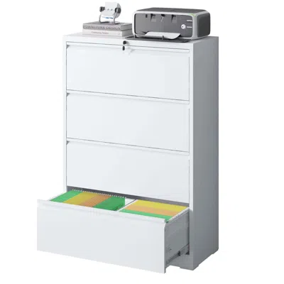 Streamdale Furniture Streamdale 4-drawer Lateral File Cabinet With Lock