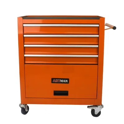 Streamdale Furniture Streamdale 4 Drawers Multifunctional Tool Cart With Wheels-orange