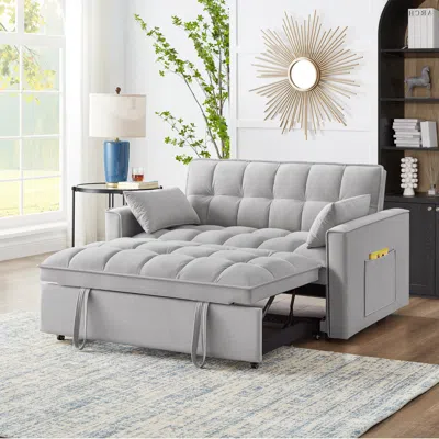 Streamdale Furniture Streamdale 4-in-1 Space-saving Velvet Loveseat Sofa Bed With Storage