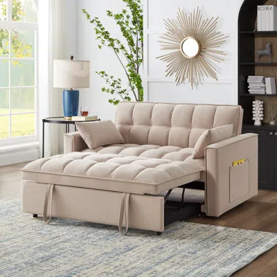 Streamdale Furniture Streamdale 4-in-1 Versatile Loveseat Sofa & Bed With Storage And Armrests In Neutral