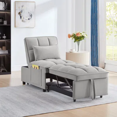 Streamdale Furniture Streamdale 4 In1 Multi-function Single Sofa Bed With Storage Pockets In Gray