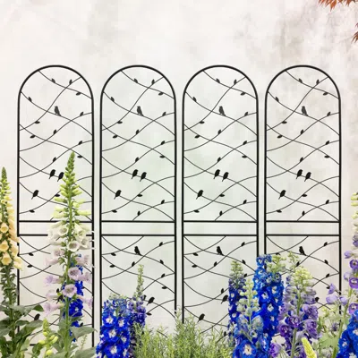 Streamdale Furniture Streamdale 4 Pack Metal Garden Trellis, 86.7", Black