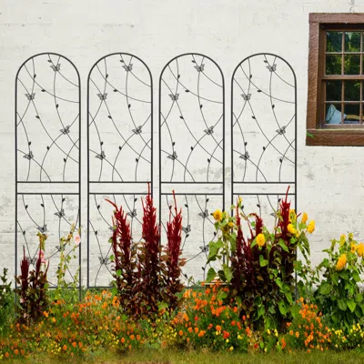 Streamdale Furniture Streamdale 4 Pack Metal Garden Trellis, 86.7", Black