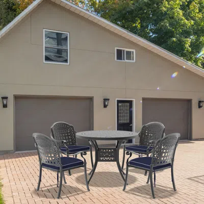 Streamdale Furniture Streamdale 4-person Aluminum Outdoor Patio Table And Chairs Set With Cushions