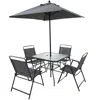Streamdale Furniture Streamdale 4-person Metal Patio Set With Umbrella In Black
