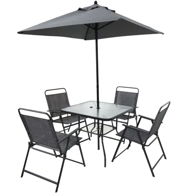 Streamdale Furniture Streamdale 4-person Metal Patio Set With Umbrella In Black