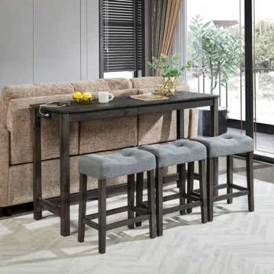Streamdale Furniture Streamdale 4-piece Bar Table Set With Outlet And Padded Stools
