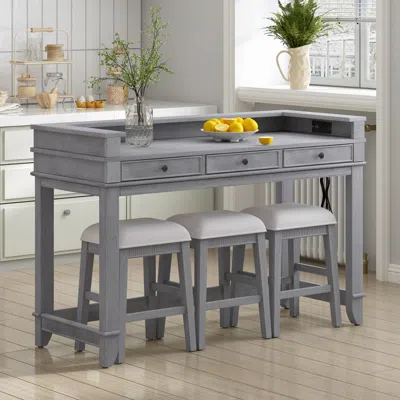 Streamdale Furniture Streamdale 4-piece Dining Set Multifunctional Table With Upholstered Stools