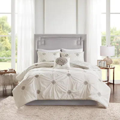 Streamdale Furniture Streamdale 4 Piece Embroidered Cotton Reversible Duvet Cover Set