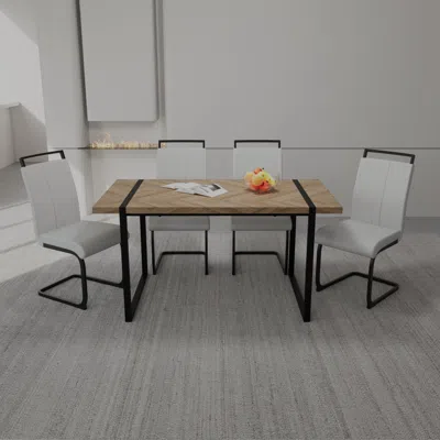 Streamdale Furniture Streamdale 4-piece Industrial Dining Table And Armless Chair Set