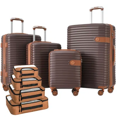 Streamdale Furniture Streamdale 4 Piece Luggage Set Suitcase Set In Brown