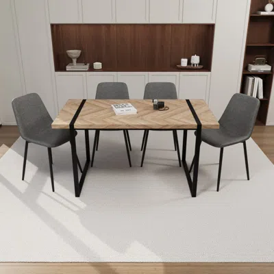 Streamdale Furniture Streamdale 4-piece Modern Dining Set 59" Mdf Table With Chairs