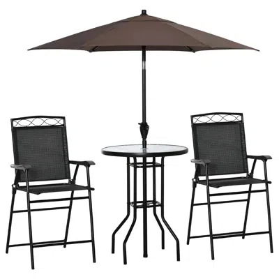 Streamdale Furniture Streamdale Adjustable Umbrella And Foldable Arm Chair Patio Dining Set
