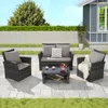 Streamdale Furniture Streamdale 4-piece Outdoor Patio Furniture Set, Rattan Chairs, Glass Table