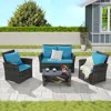 Streamdale Furniture Streamdale 4-piece Outdoor Patio Furniture Set, Rattan Chairs, Glass Table