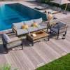 Streamdale Furniture Streamdale 4-piece Outdoor Sectional, Patio Seating With Cushions & Coffee Table, Grey