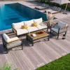 Streamdale Furniture Streamdale 4-piece Outdoor Sectional Sofa Set, Patio Seating With Cushions & Coffee Table, Beige