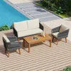 Streamdale Furniture Streamdale 4-piece Patio Furniture Set, Loveseat, Rope Conversation Set, Cushions (beige/grey)