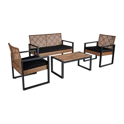 Streamdale Furniture Streamdale 4-piece Patio Furniture Set Outdoor Balcony Porch Garden Backyard Lawn Furniture Acacia W