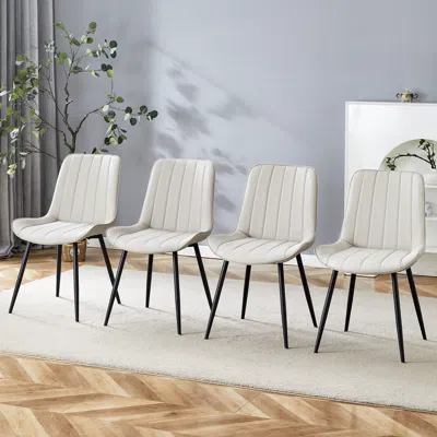 Streamdale Furniture Streamdale 4-piece Pu Dining Chair Extender Cushion Set, Ergonomic And Stylish