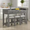 Streamdale Furniture Streamdale 4-piece Retro Dining Table Set With 3 Storage Drawers (light Grey) In Multi